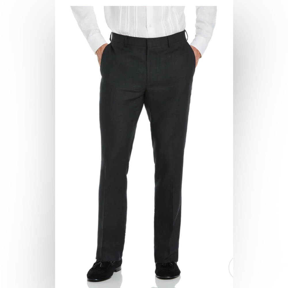 Cubavera Delave Linen Flat Front Pants Men’s - Jet Black